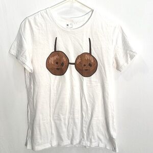 White Short Sleeve Tee with Coconut Graphic